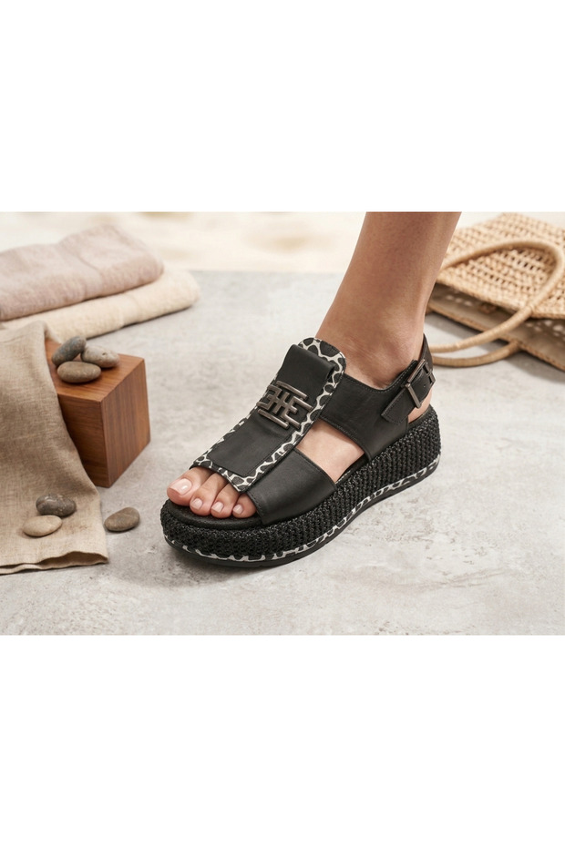 Genuine Leather Women's Sandals with Back Strap