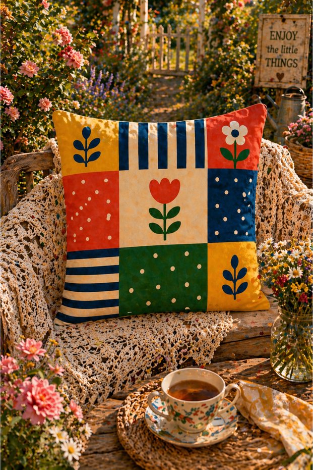 Colorful Modern Patterned Throw Pillow Cover | Energetic & Stylish Living Room Decor Throw Pillow Cover