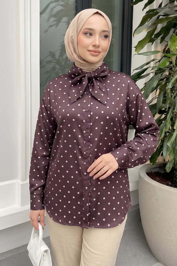 Bow Tie Detailed Shirt Y0120 - Mürdüm