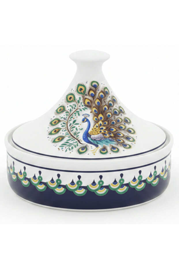 Luhpar Decorative Ceramic Sugar Pot with Peacock Artwork and Lid for Stylish Food 15×15 cm