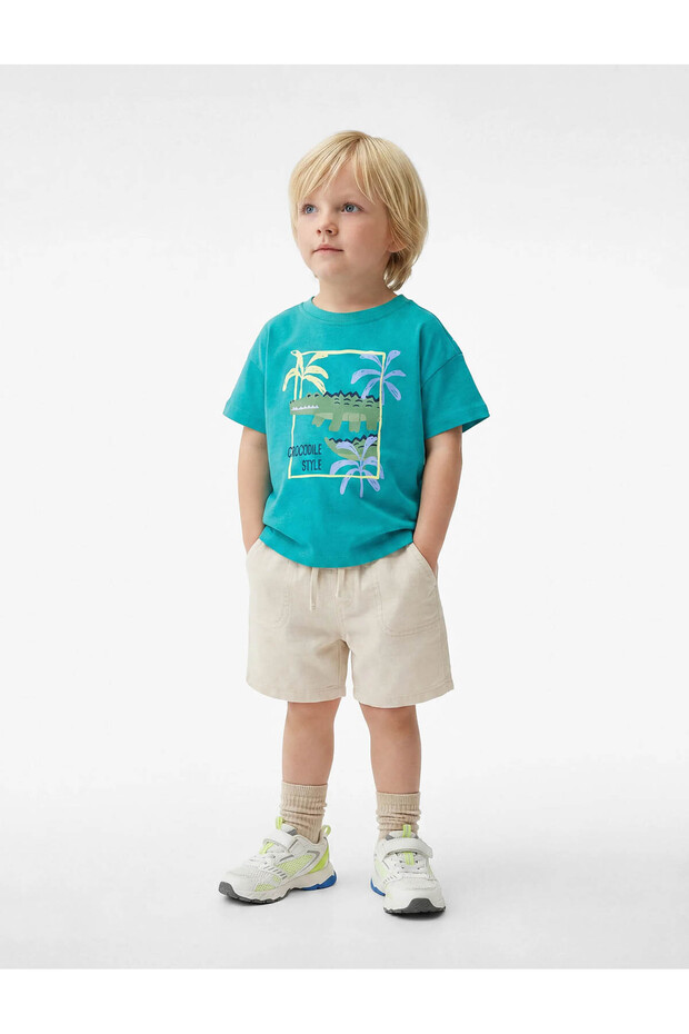 Short Sleeve Cotton Crew Neck Printed Oversize T-Shirt
