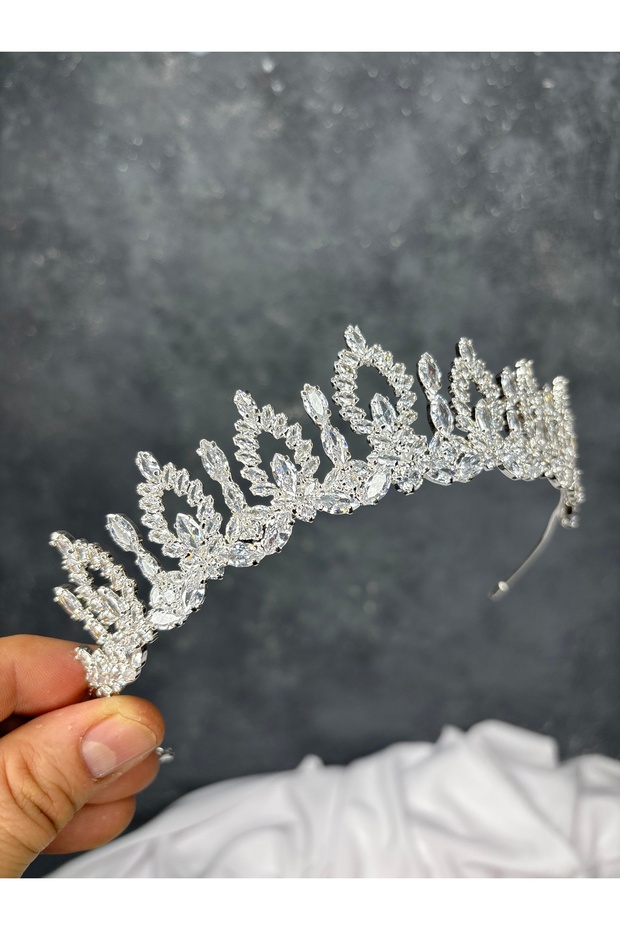 Sparkling Zircon Stone Bridal Crown Evening Dress Wedding Hair Accessory Modern Design