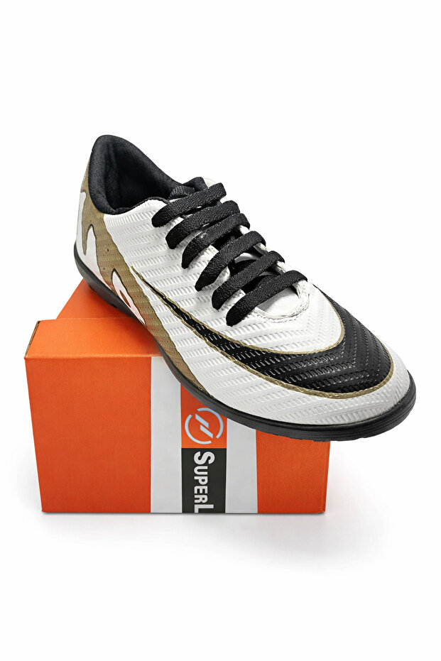 Superlig White Black Gold Astroturf Field Shoes – Lightweight & Durable Tf