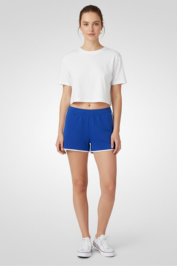 Women Solid Basic Shorts, Blue