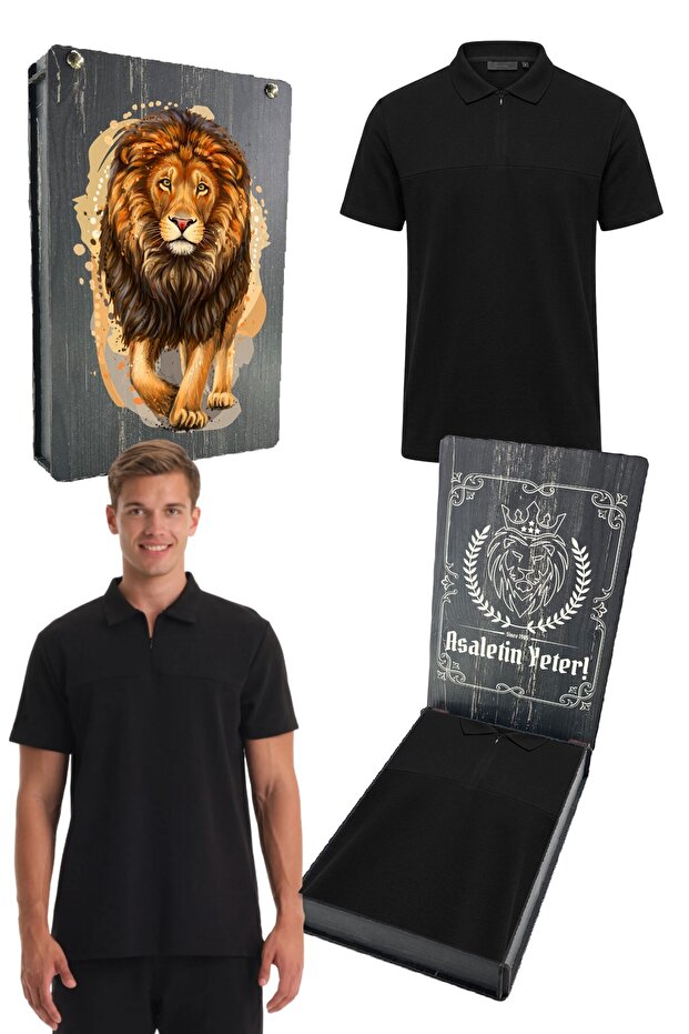 Licensed Polo Collar Black T-Shirt with Uv Box Gift