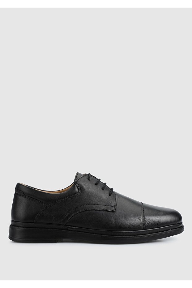 Black Leather Men's Shoes - 1