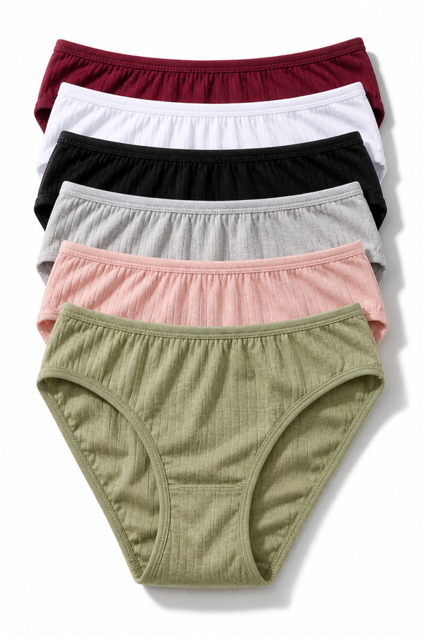 Women's 6-Piece Mixed Cotton Lycra Regular Waist Bikini Panties