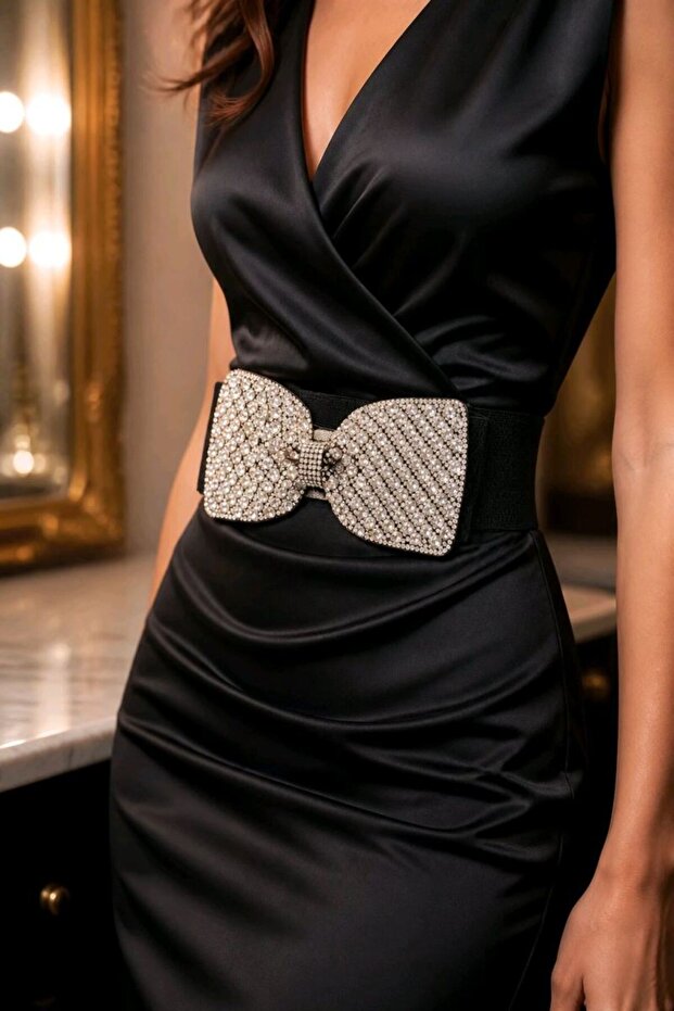 Silver Color Bowknot Look Waist Chain
