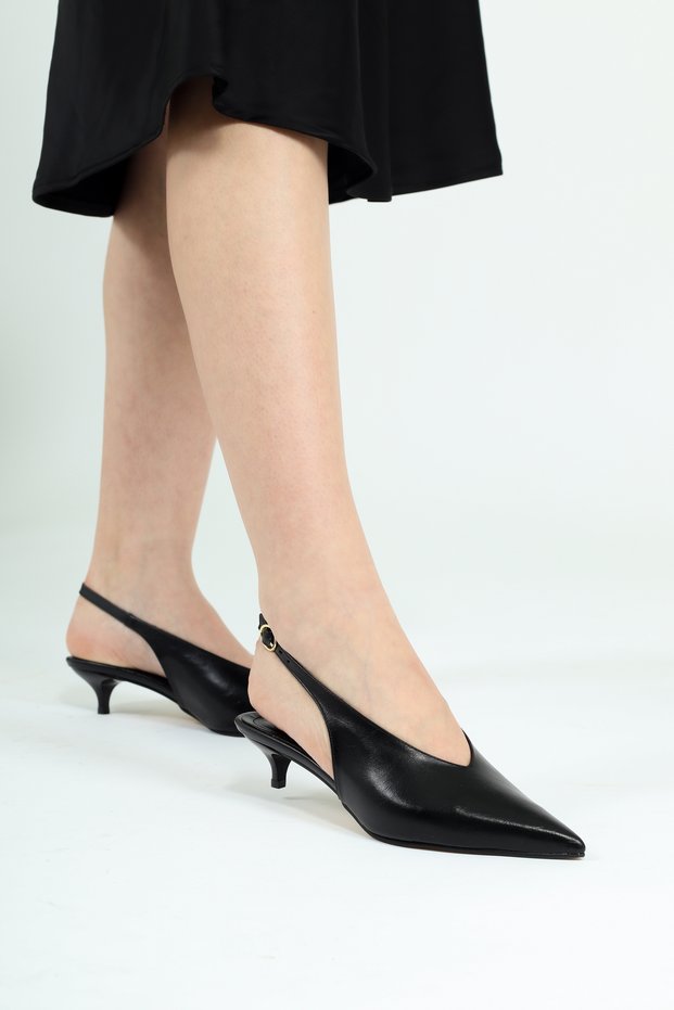 Women's Crinkled Patent Leather Open-Back Short Heeled Shoes