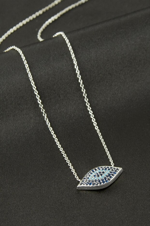 ILKESHOP قلادة بيضاوية الشكل مرصعة بحجر الزركون (233832) - أصفر