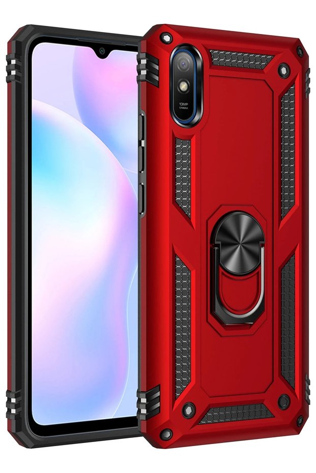 Ilkeshop New Redmi 9A Case Sofia Ring Silicone Cover (144316) - Red