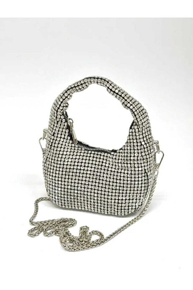Imported Women's Silver Stone Evening Dress Handbag