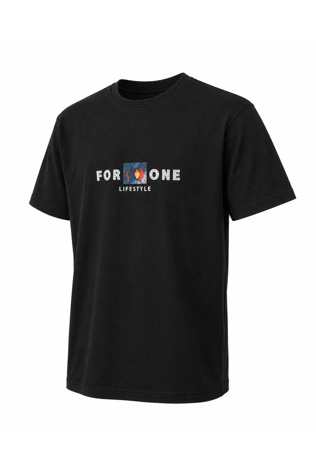 تي شيرت أسود مطبوع للأولاد من فور ون 8032