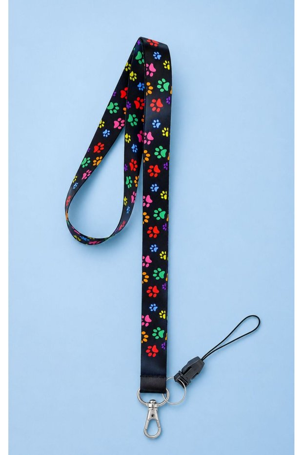Colorful Paws Neck Lanyard and Phone Strap
