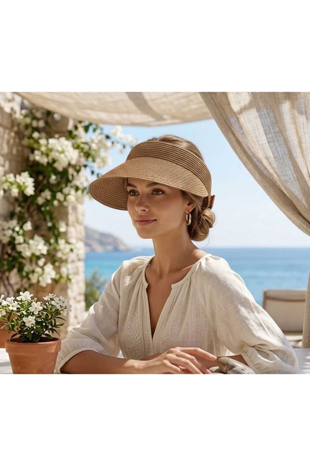 Wide Brim Visor Hat,Uv Protection Adjustable Sports Beach Pool Tennis/Golf Visor