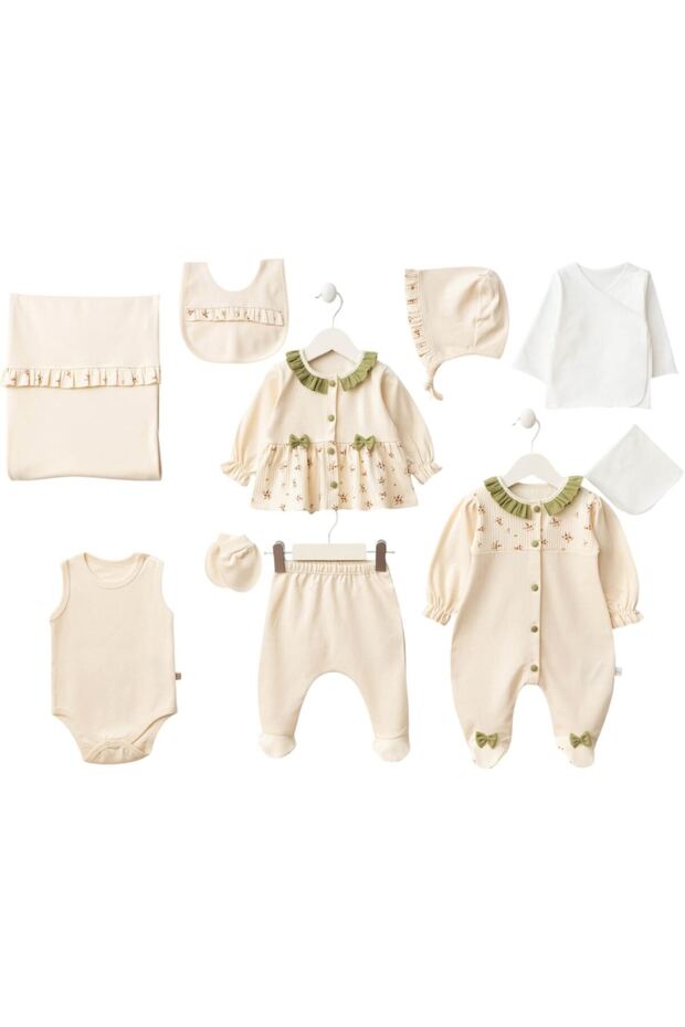 Baby Girl Crispy Floral Patterned 10-Piece Bodysuit Hospital Release