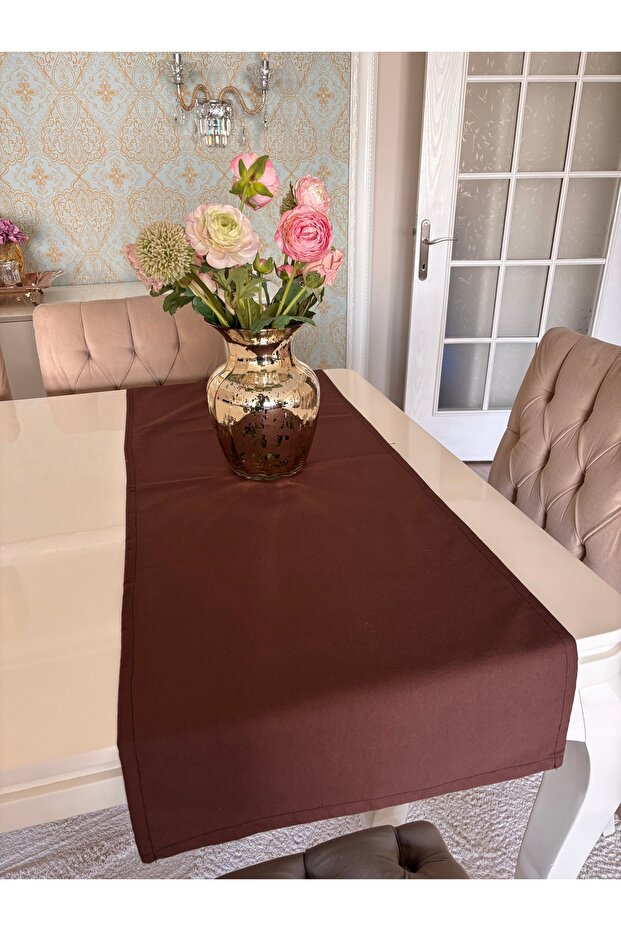 Runner Brown Fabric 45-140 cm Cotton Rectangular Presentation Tableware