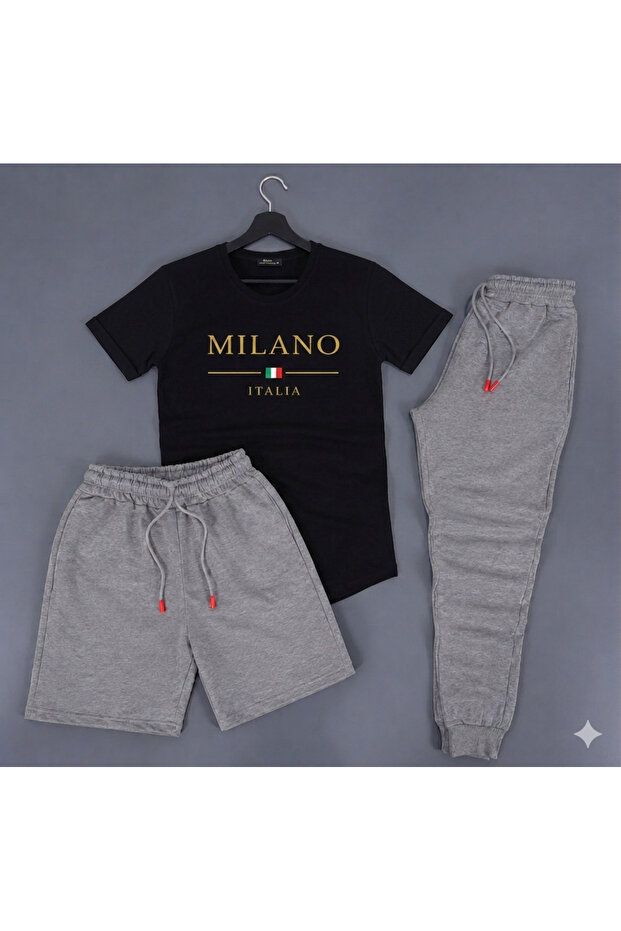 Stylish Sweatwear Set 3 Pieces (Shorts-Sweatshirt-T-Shirt)