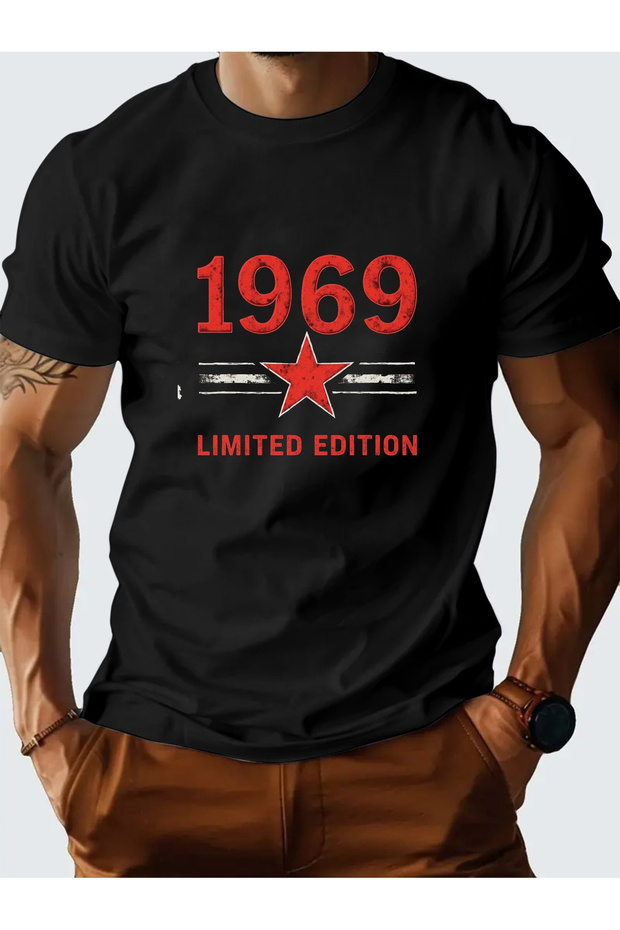 تي شيرت رجالي إصدار خاص 1969 بنمط نجمة ريترو