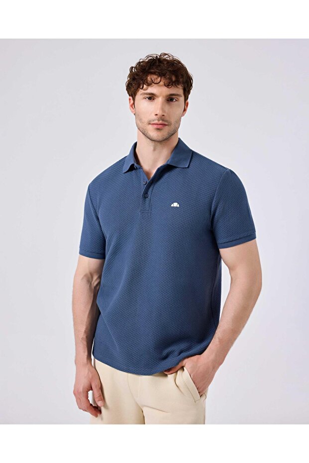 Navy Blue Men's Polo Neck T-Shirt 6Sm5010