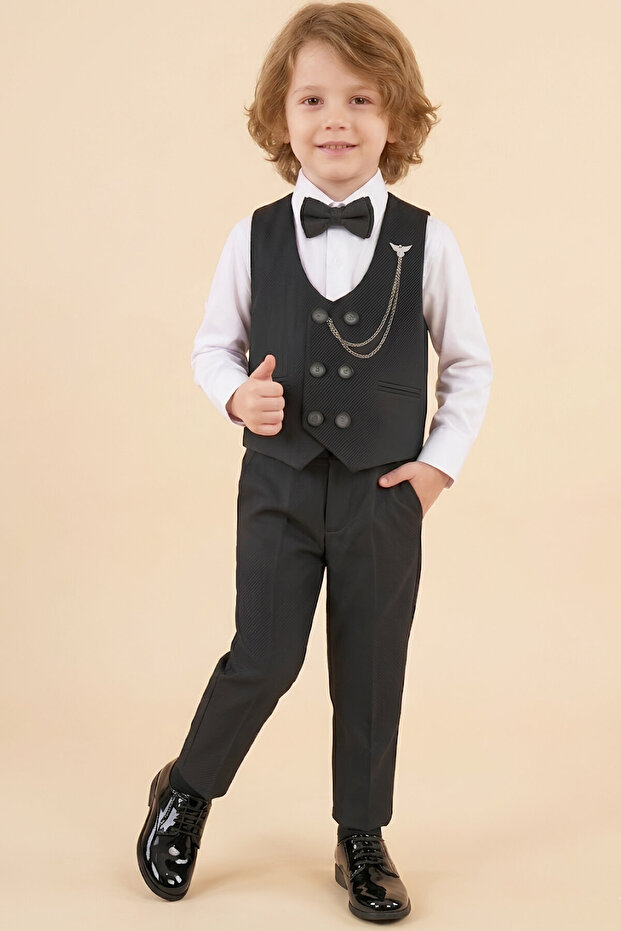 Boy's 4-Piece Set (Pants+Shirt+Vest+Bow Tie) 12663B