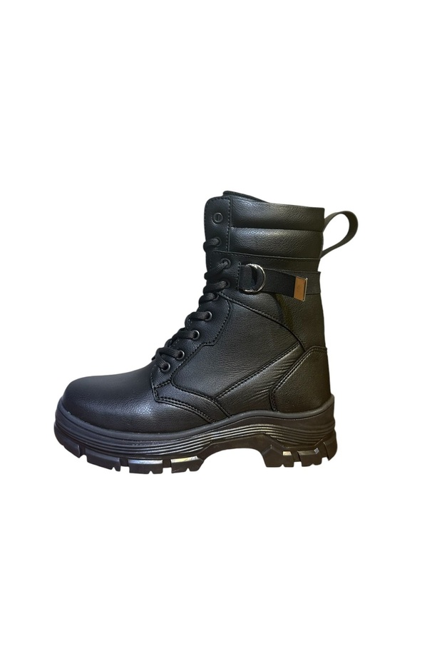 Women's Lace-Up Side Zipper Elastic Buckle Thick Sole Boots Winter Waterproof 509