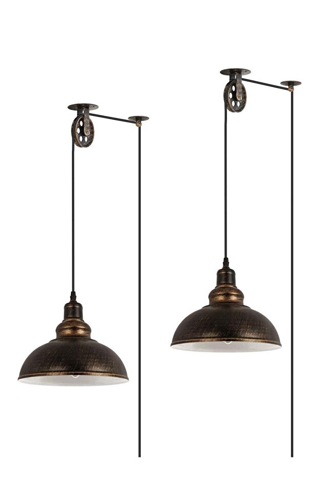 Pendant Light (2-piece Set) Plug in Pulley 19.5 Foot Power Socket with Adapter Plug