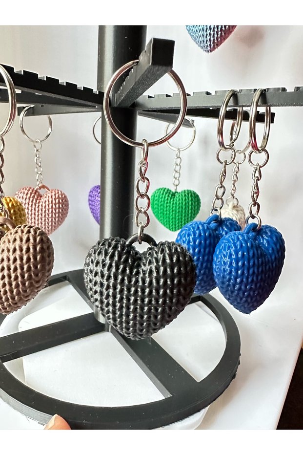 Textured Heart Keychain 3D Printing Colorful Bag Ornament Gift Accessory
