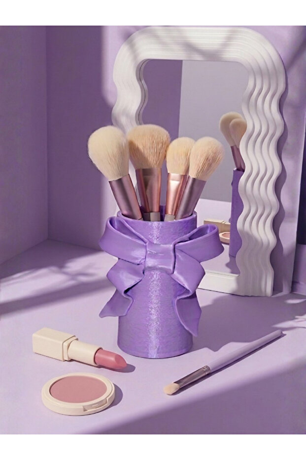 Bella Fiyonk Modern Makeup Organizer – 12 cm Aesthetic Brush Holder Lilac