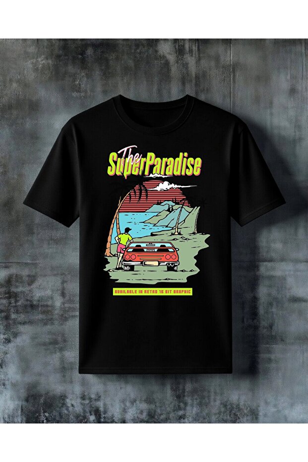 تي شيرت كبير الحجم مطبوع عليه surfer paradise retro arabasi