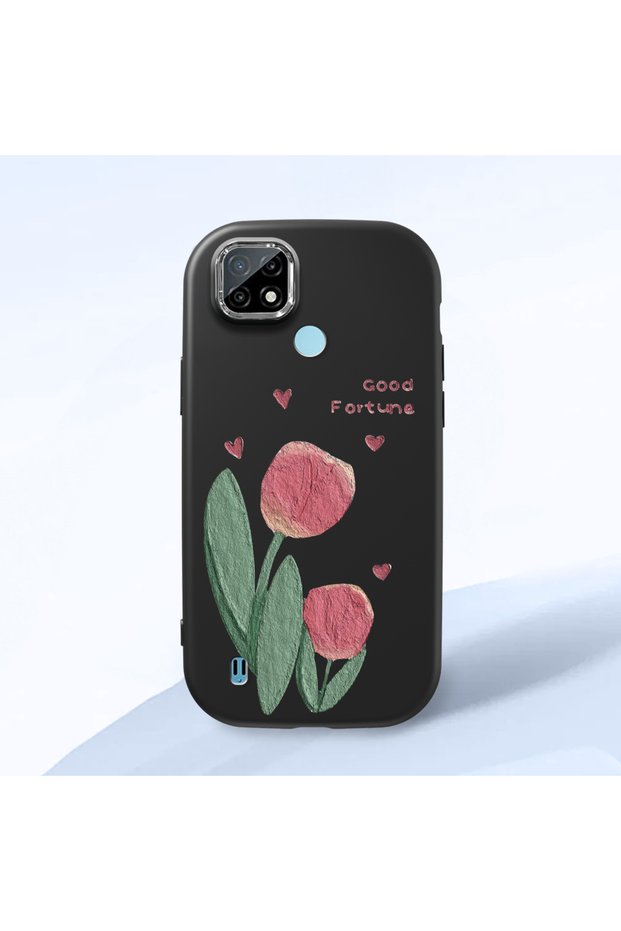 Realme C21 Compatible Black Silicone Case with Shock-Absorbing Camera Protections