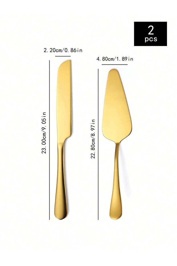 2pcs-gold 1/2pcs Stainless Steel Cake Spatula Set, Bread Pastry Spatula, Catering Tools for Weddings