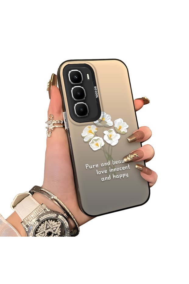 Infinix Hot 60 Pro Compatible Hard Acrylic Back Silicone Edge Lens Protection Case