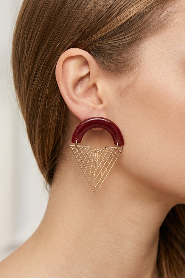 Acrylic Metal Triangle Earrings 5.5 Cm.