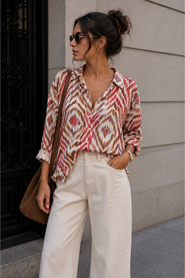 Women's Patterned Oversize Shirt