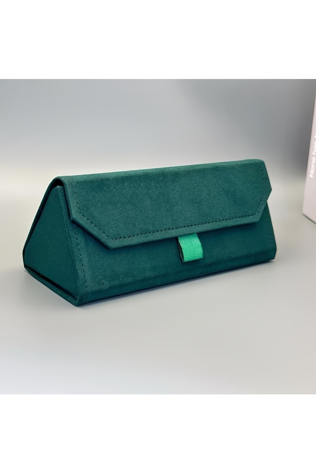 Green 1pc Velvet Triangle Folding Glasses Women Case Elegant Sunglasses Case Purse Hard Men Soft Ele