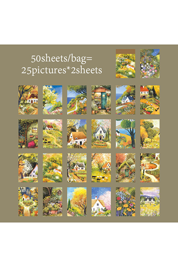 S30860-2 Mr.Paper 50Pcs Prelude to Spring Series Spring Landscape Illustration Memo Pad DIY Journal