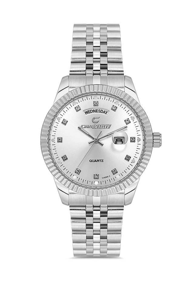 068 Men's Calendar Metal Wristwatch