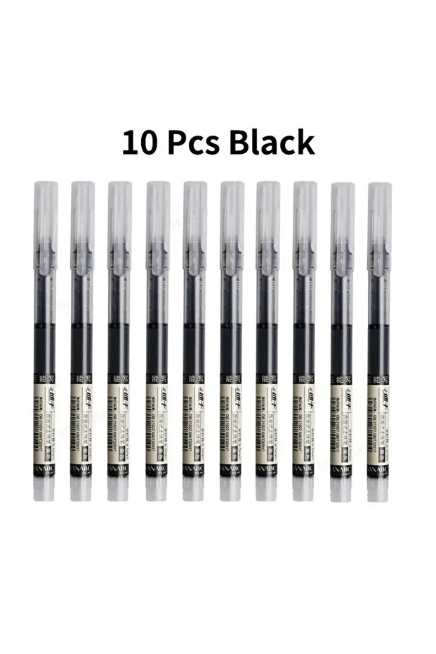 10pcs Black 10PCS High Quality Needle Type Gel Pens Black Blue Red Ink Straight Liquid Pen Kawaii St