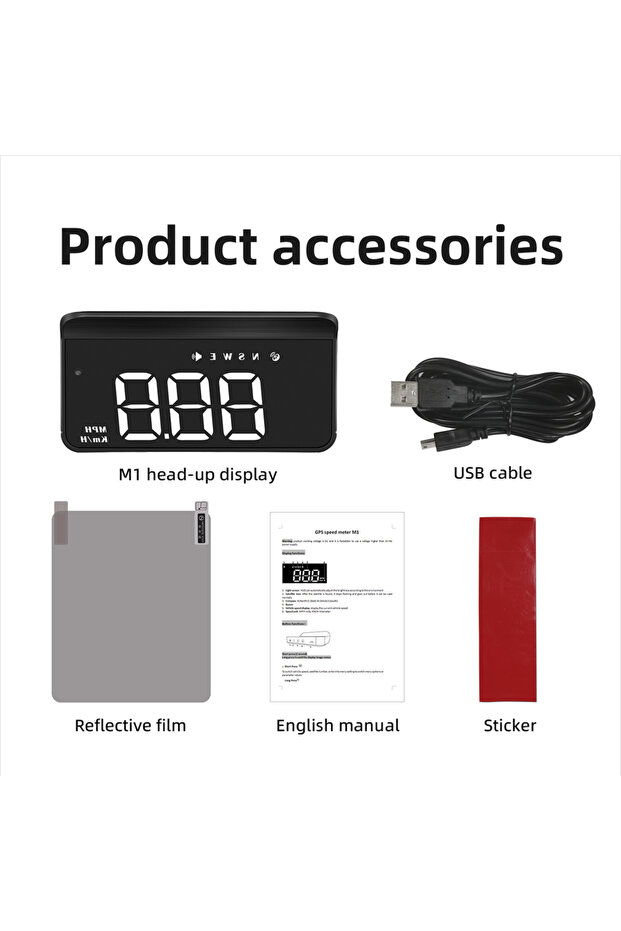 شاشة عرض M1-GPS M3 HUD OBD2 لعرض البيانات على الزجاج الأمامي للسيارة مع عرض كبير الحجم على الزجاج الأمامي E-OB
