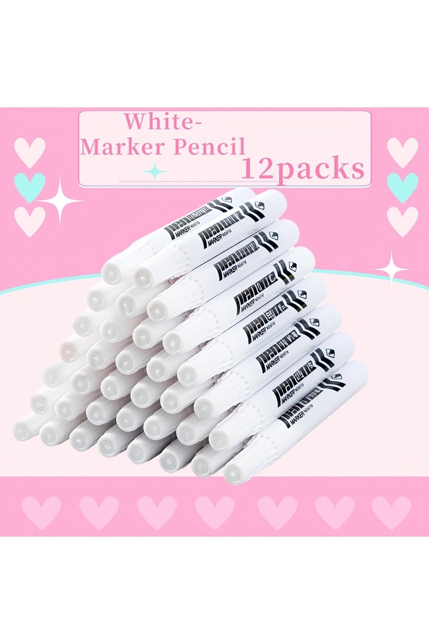 12Pcs 1/12Pcs Oily White Marker Pen Graffiti Pens Waterproof Permanent Gel Pencil Tire Painting Note