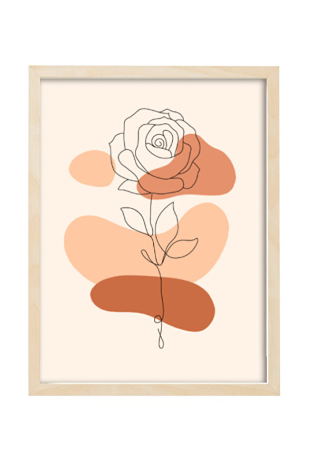 Rose Flower Boho Style, Mid Century, Home Décor Wall Art Poster with Frame 30x40cm
