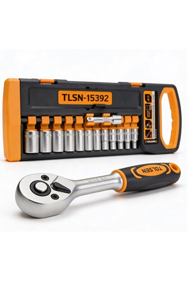 12 Piece 1/2 Inch Drive Ratchet and Socket Set Chrome Vanadium Steel Fastening Tool Kit