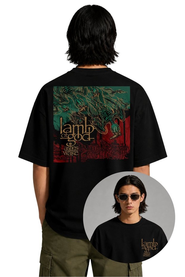 Unisex Lamb of God Ashes of the Wake Back Print T-Shirt, Oversized Rock Band Themed Tshirt