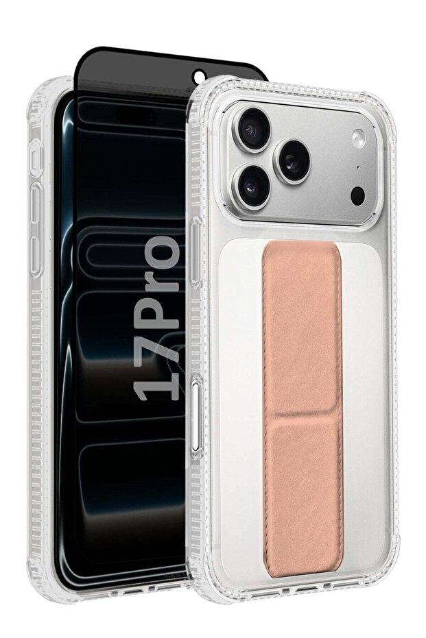 2 Packs Finger Grip Clear Case Cover for iPhone 17 Pro - Kickstand Car Magnetic Holder Protective Case
