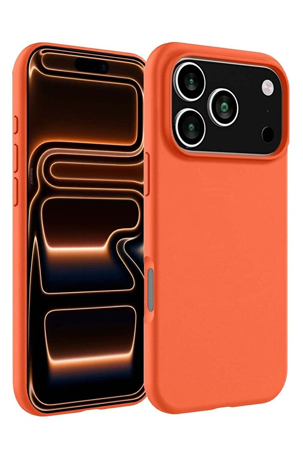 Silicone Protective Phone Case for iPhone 17 Pro Max - Soft Anti-Scratch Microfiber Lining Ultra Slim Drop Protection Phone Cover - Cosmic Orange