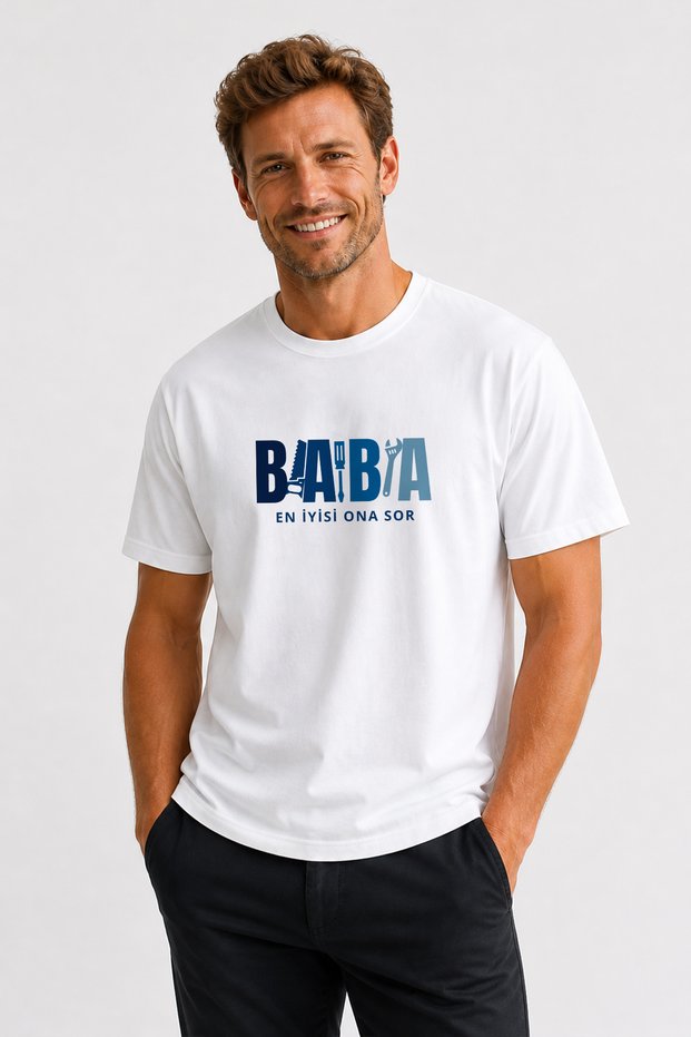 Father Themed Men's Oversize T-Shirt - Father's Day Special'Ask Him What He Wants' Slogan Printed Cotton T-Shirt