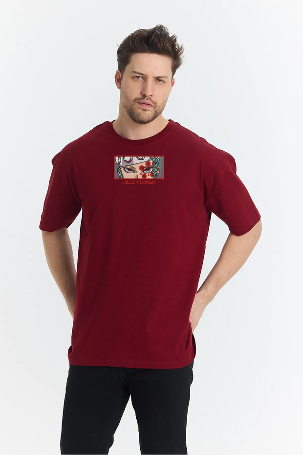 Unisex Oversize Embroidered Demon Slayer Tengen Anime Design 100% Cotton T-Shirt