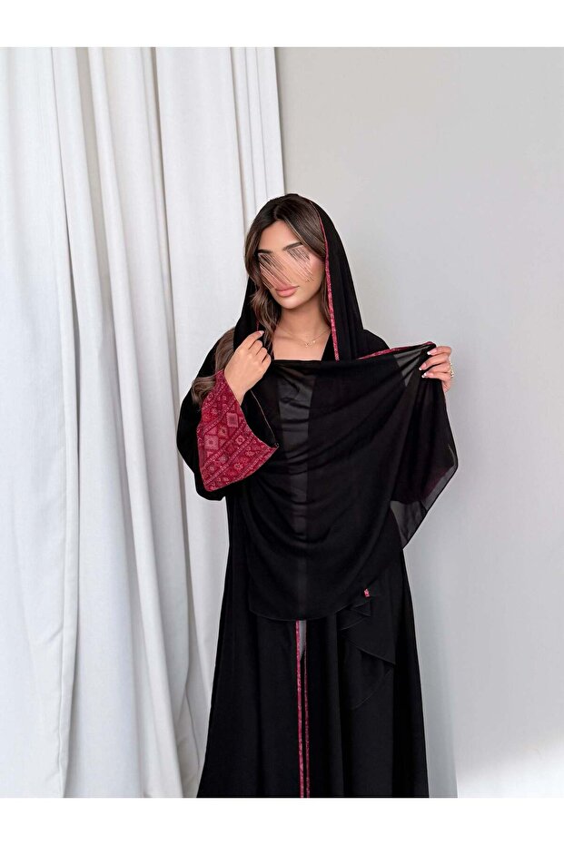عباية كريب مع تطريز كشميري