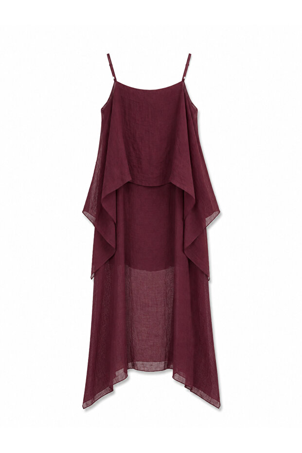 Wine Cloak Detailed Dress